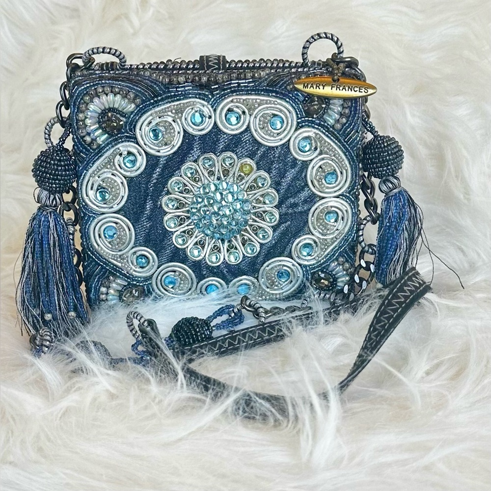 Mary Frances Blue beaded Clutch/Purse - Picture 7 of 11